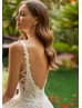 Ivory Lace Glitter Tulle Open Back Top Fashion Wedding Dress